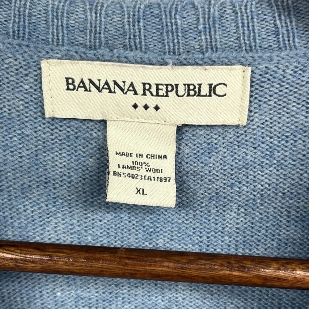 Banana Republic Sweater Mens XL Blue Lambs Wool Crew Pullover Classic Soft Y2K